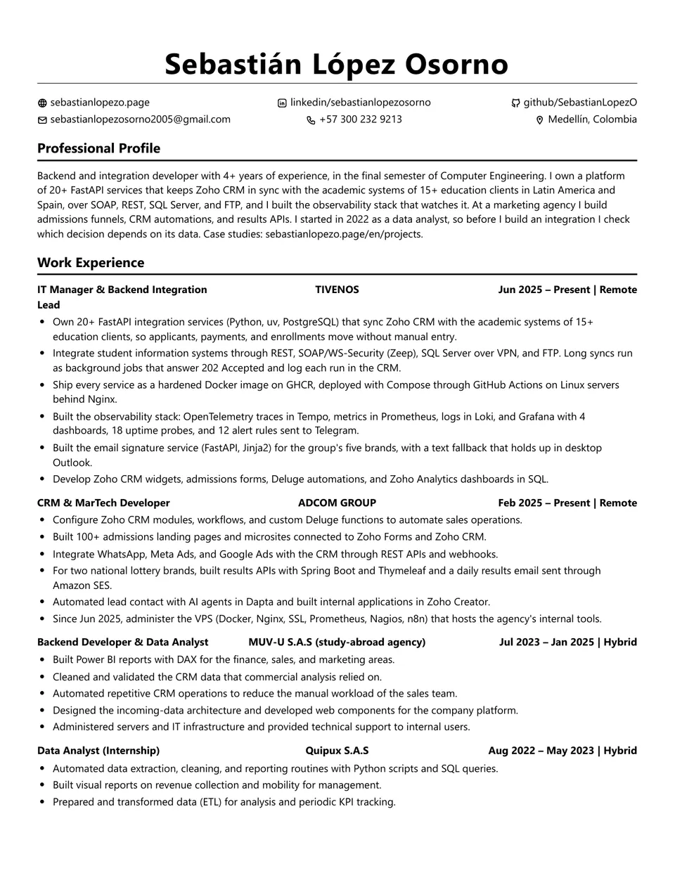 Preview of the first page of the resume · ATS (compact)