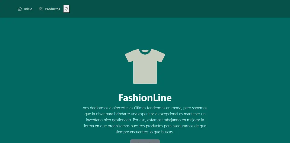 FashionLine's real home page, with its icon and the store's description.